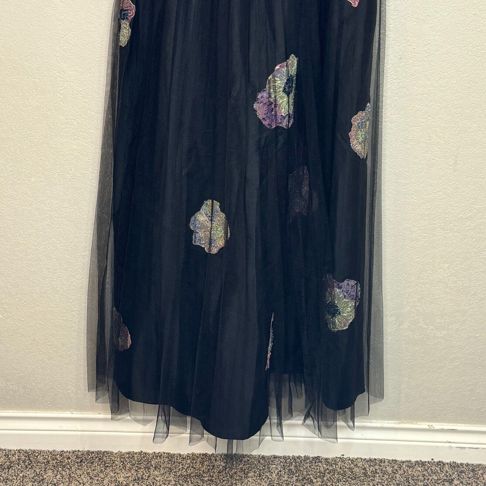 NWT Anthropologie Geisha Designs Black Floral Tulle Corset Dress Sz Medium $348