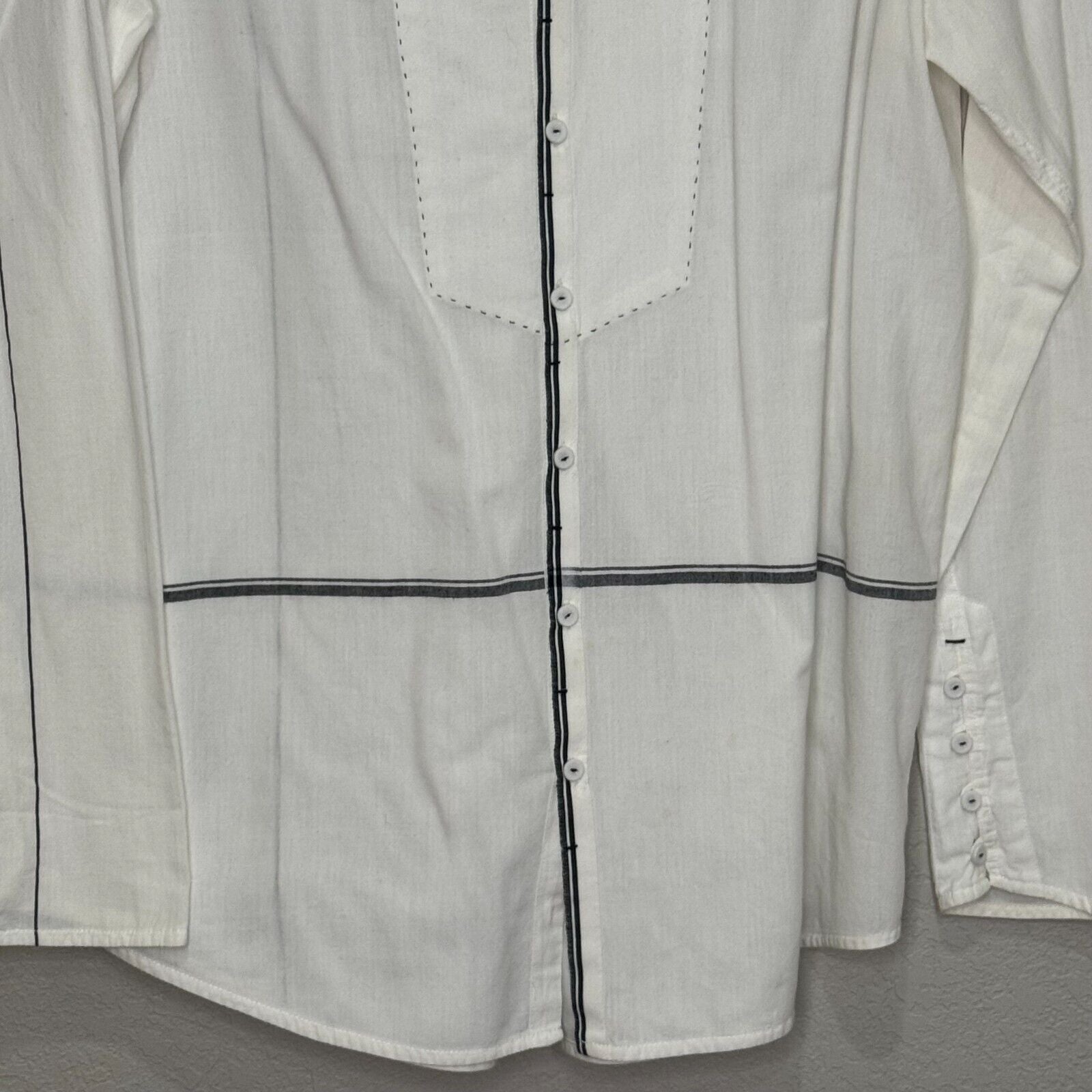 Pas De Calais White Top Size 4 (FR 36) w Black Stitch Organic Handmade