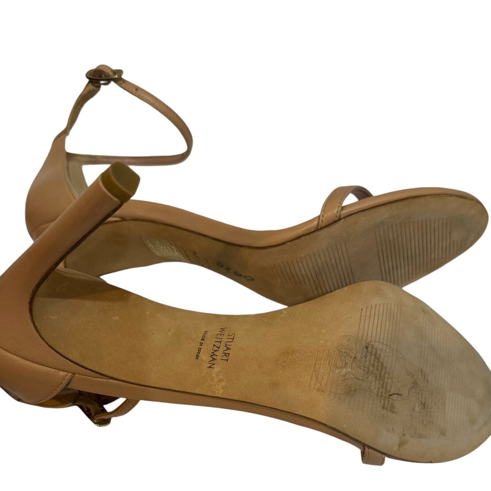 Stuart Weitzman Adobe Beige Nudistrong Strap Sandal Heels Size 8 $475