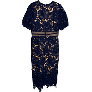 Adelyn Rae Navy Blue Adrian Crochet Lace V-Neck Dress Size Medium NEW $188