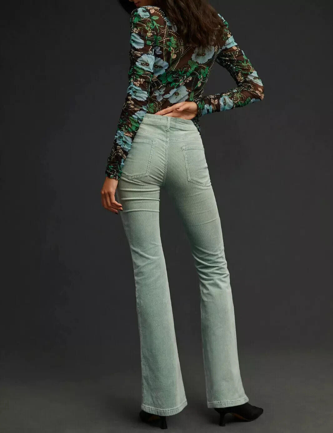 Anthropologie Pilcro The Icon Corduroy Jeans Pants Size 27 Green Flare Low Rise