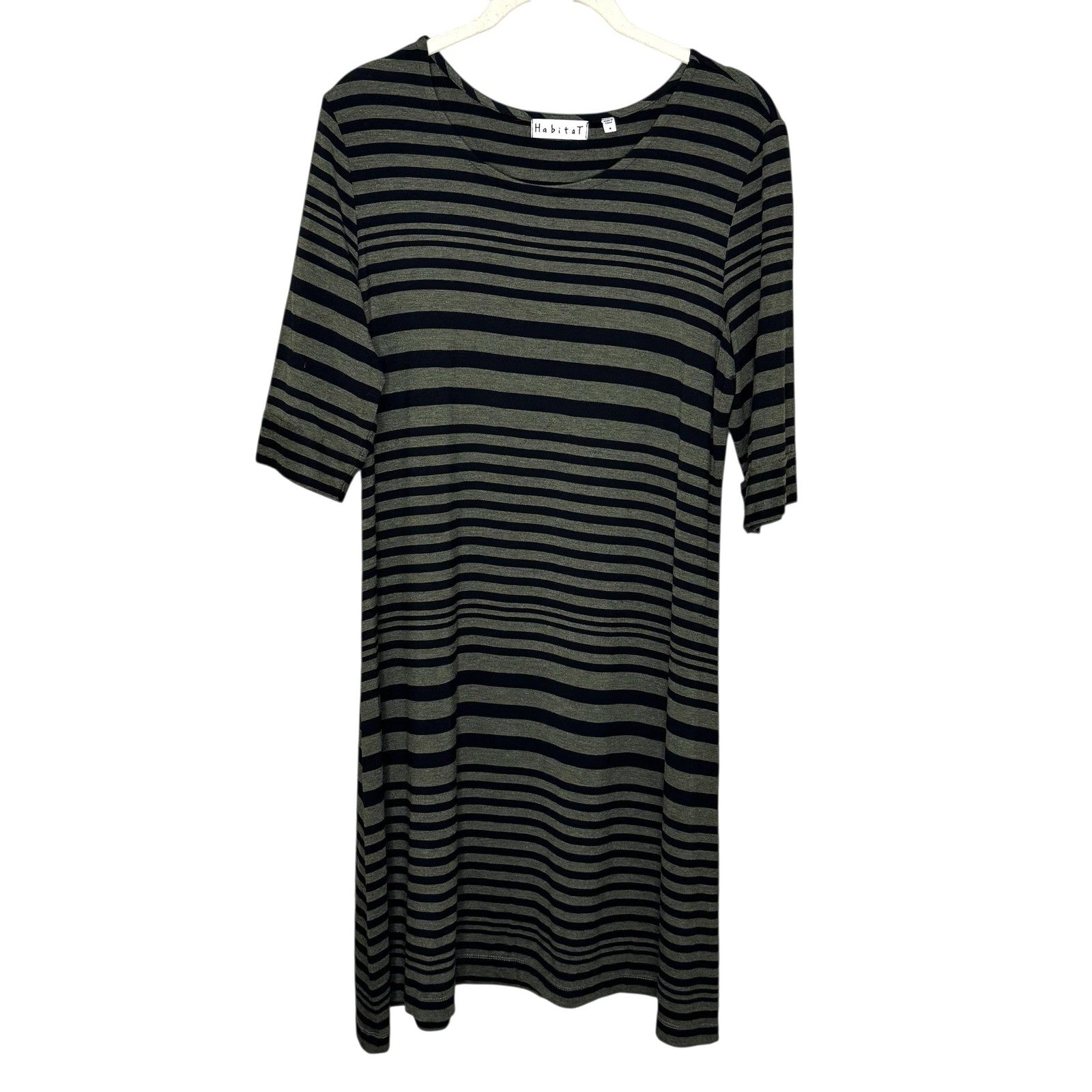 Habitat Dress Womens Small Shirt Dress Striped Knit Stretch Casual