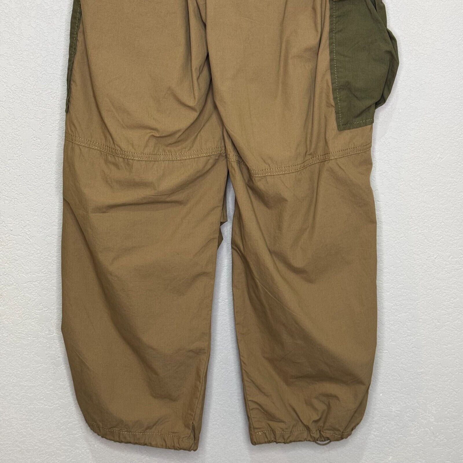 Anthropologie Olive Green Cargo Parachute Pants Size 8 Contrast Pockets Cotton