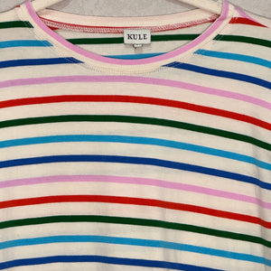 KULE The Modern Tee Size Small Rainbow Stripe Cotton