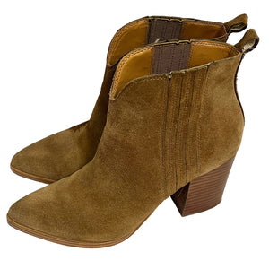 Marc Fisher Brown Annabel Suede Heel Western Booties Boots Size 7