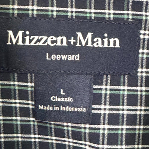 Mizzen + Main Leeward Classic Cut Shirt Size Large Blue Plaid Long Sleeve Button