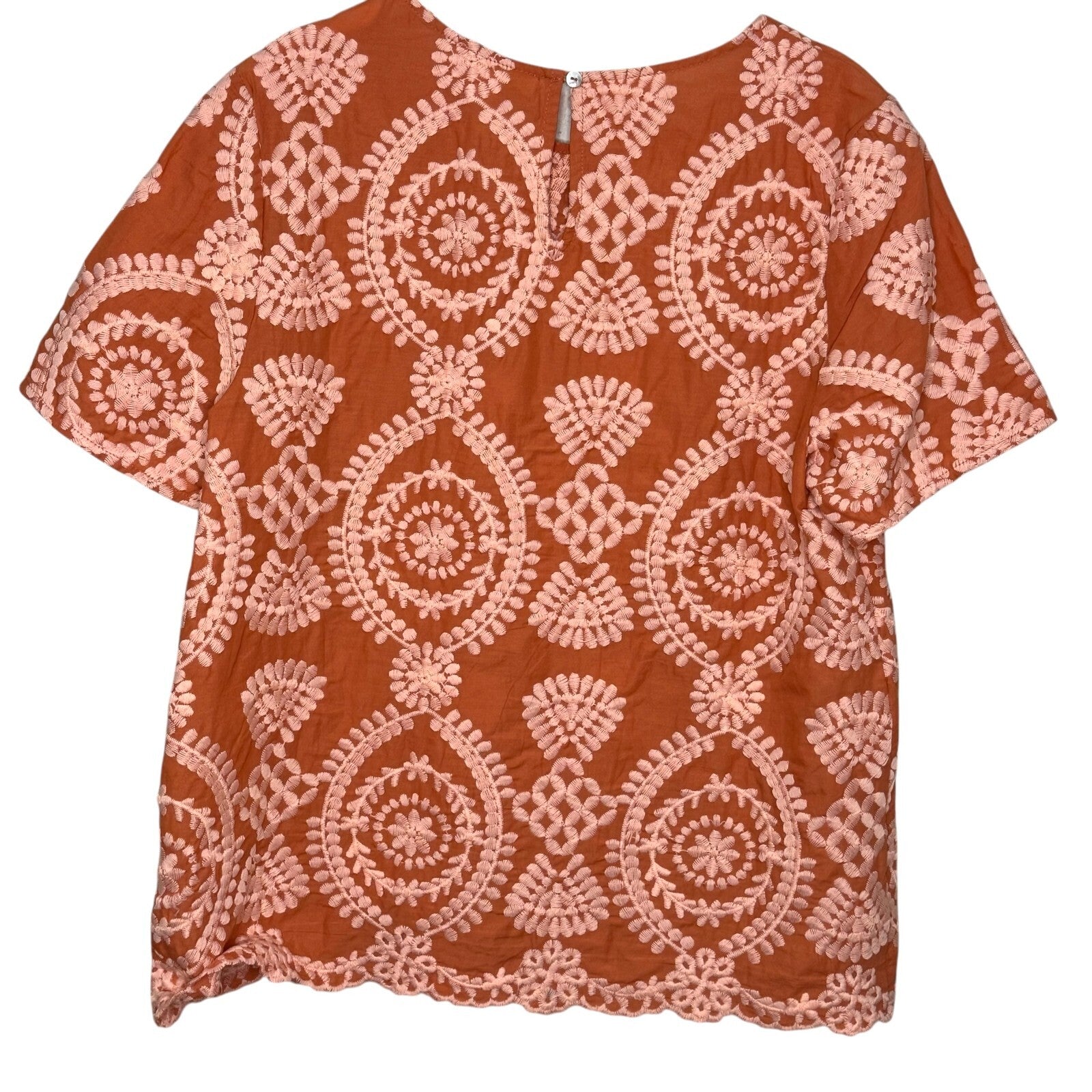 Anthropologie eri + ali Embroidered Short Sleeve Top Size Medium