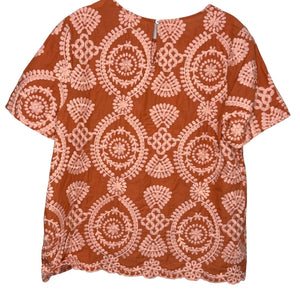 Anthropologie eri + ali Embroidered Short Sleeve Top Size Medium