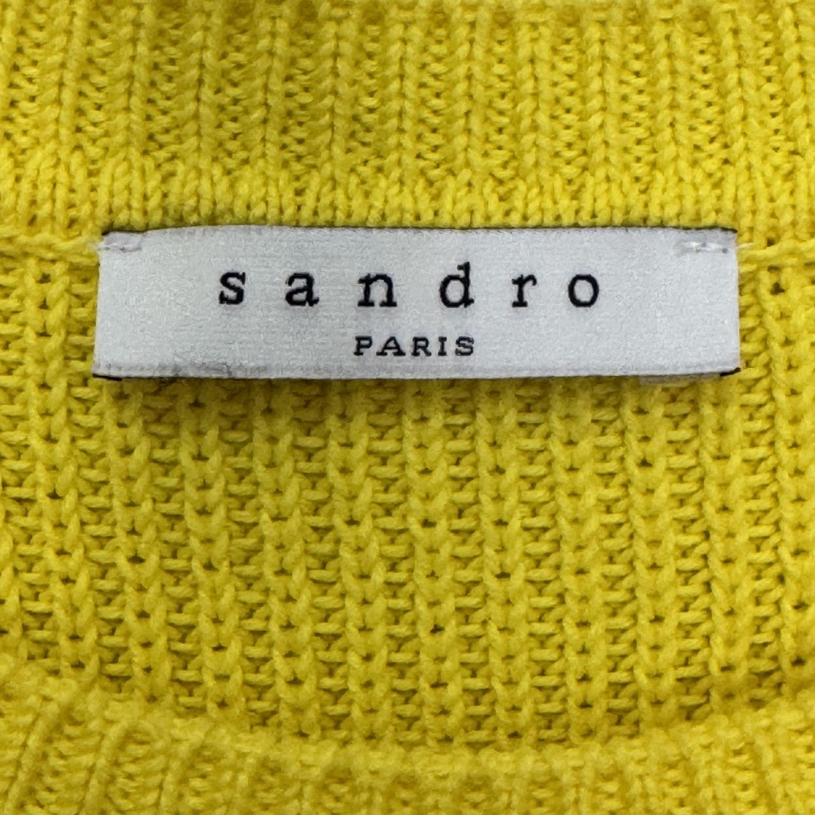 Sandro Paris Sweater Size 6 (2) Yellow Cotton Blend Knit Pullover Crewneck