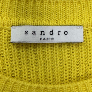 Sandro Paris Sweater Size 6 (2) Yellow Cotton Blend Knit Pullover Crewneck