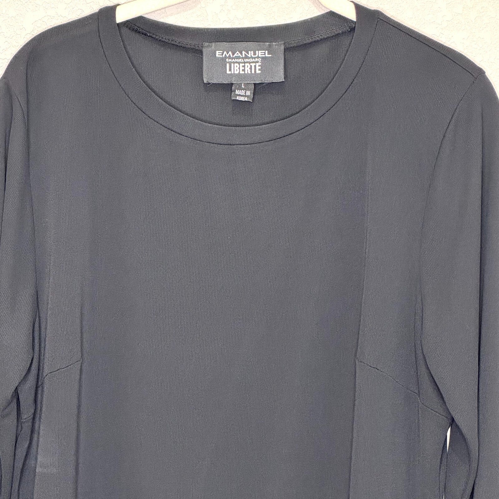Emanual Ungaro Liberte Black Top Size Large Long Sleeve Minimalist Slow Fashion