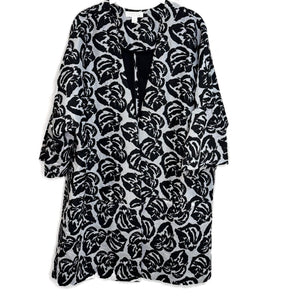 Emerson Rose Black White Floral Jacquard Topper Jacket Size XL