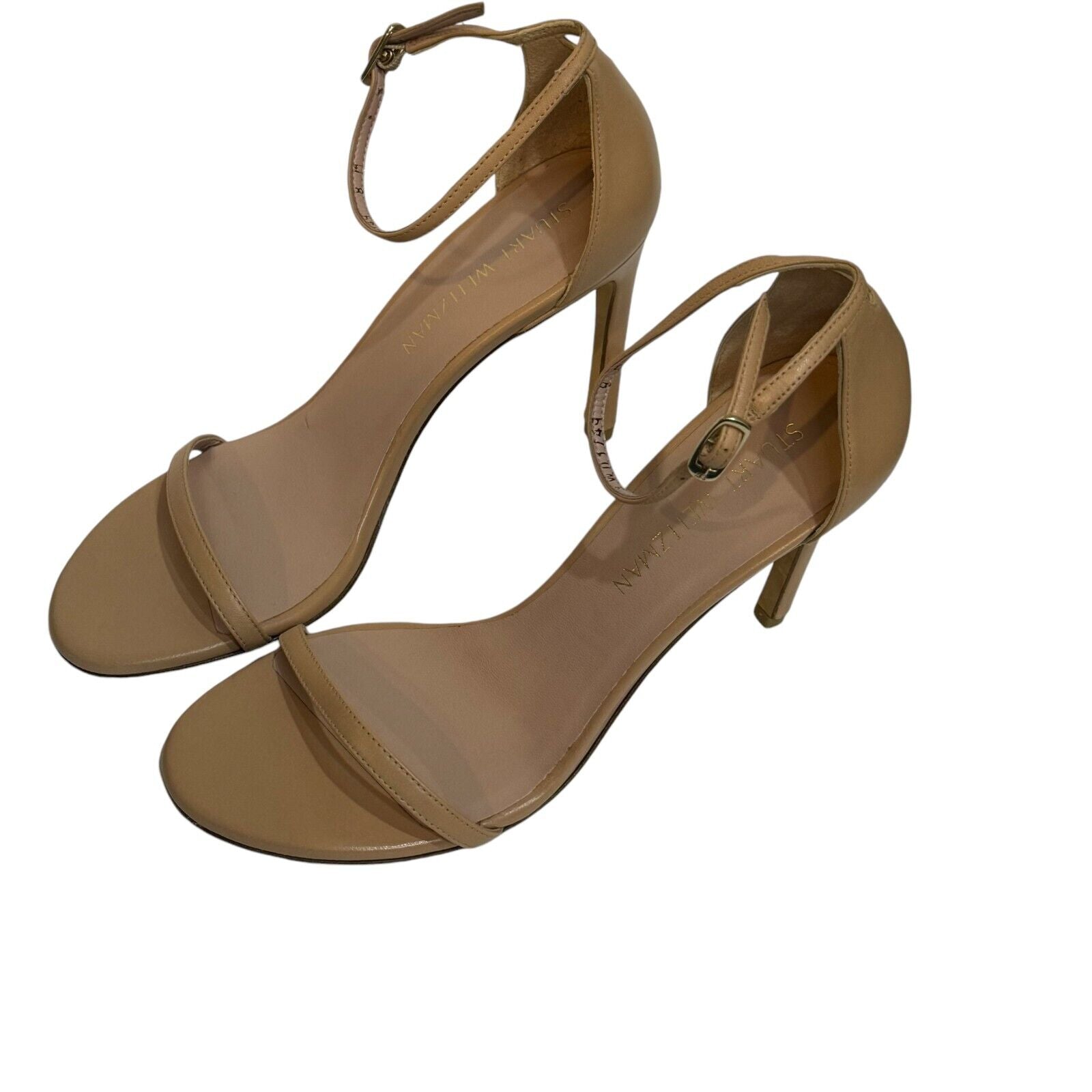 Stuart Weitzman Adobe Beige Nudistrong Strap Sandal Heels Size 8 $475