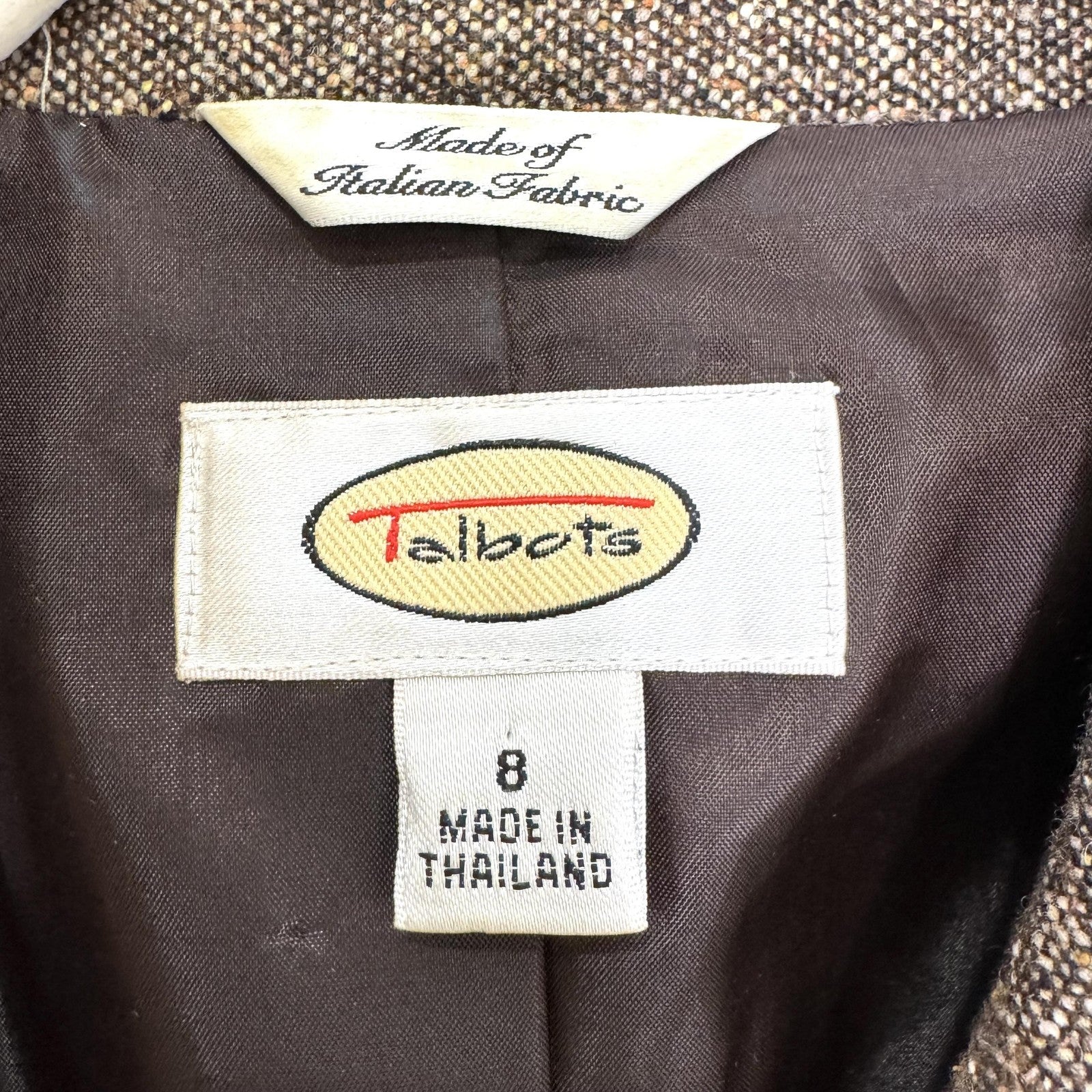Talbots Blazer Womens 8 Wool Silk Blend Italian Fabric Tweed Jacket Classic