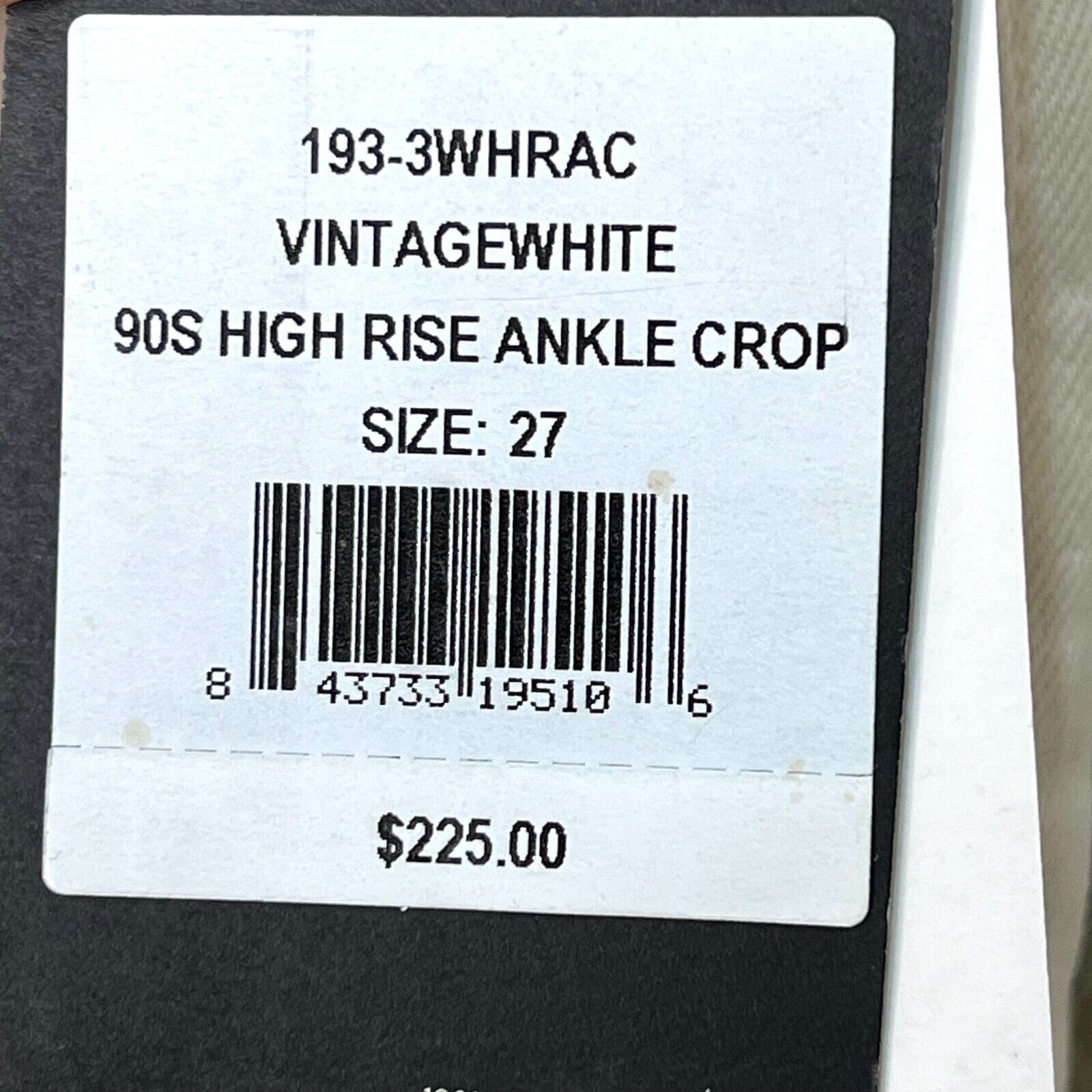 Re/Done Jeans Cream Ivory Size 27 NEW 90s High Rise Ankle Crop $225