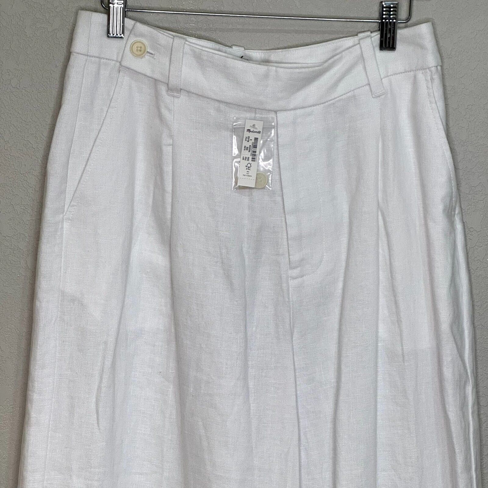 Madewell NEW White Harlow Wide-Leg Pants in 100% Linen Size 6