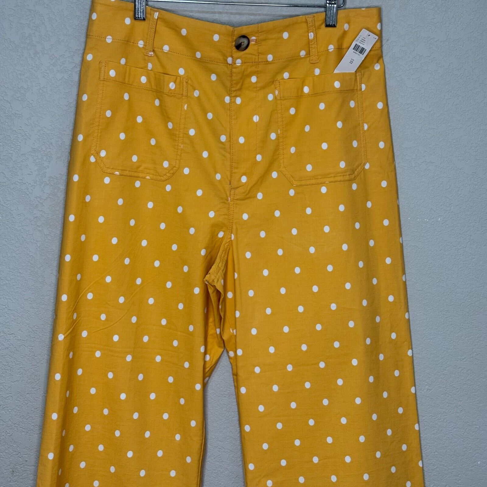 Anthropologie Maeve Colette Pants Size 32 NEW Yellow Gold Polka Dot