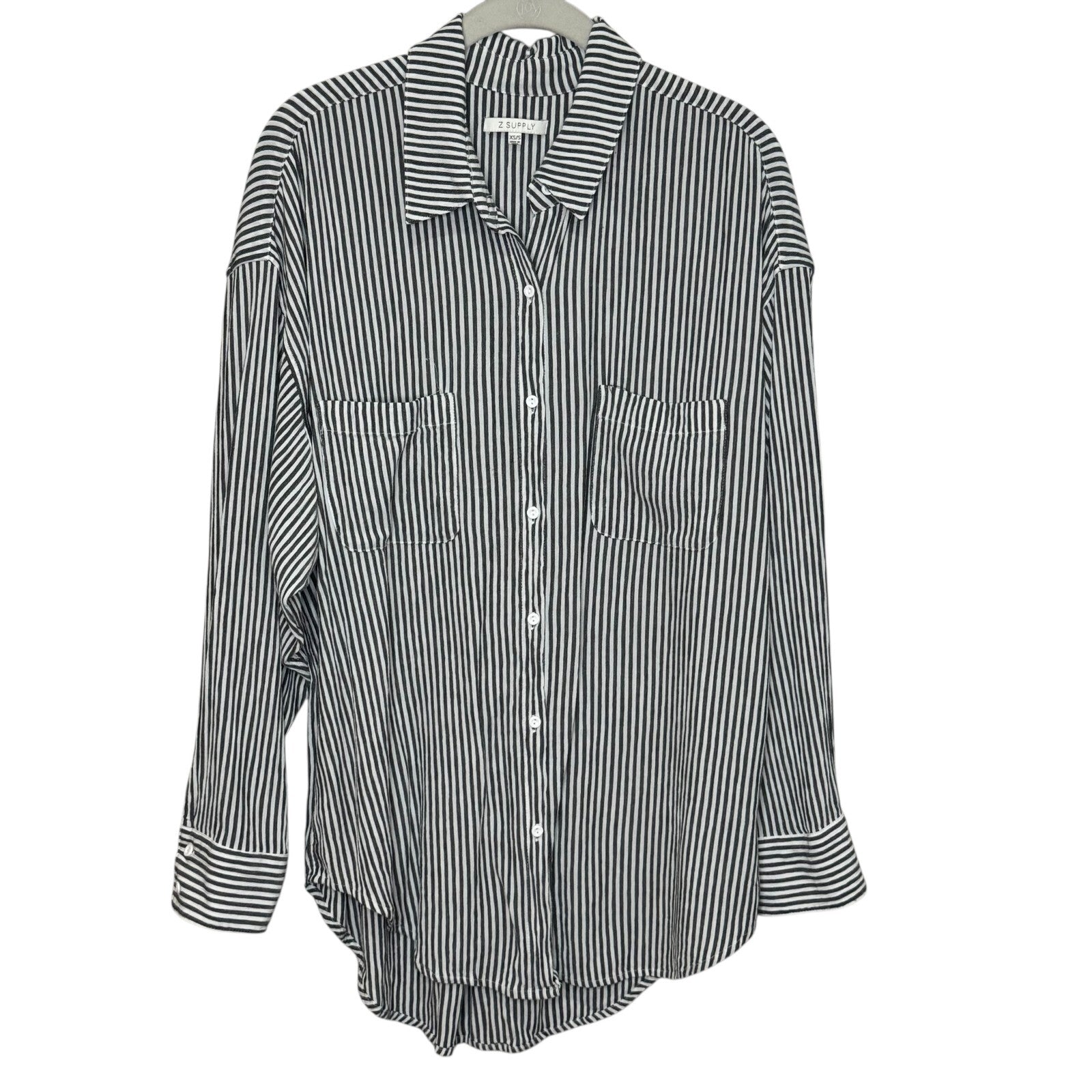 Z Supply Lalo Button Up Top Tunic Size XS / Small Striped Black White