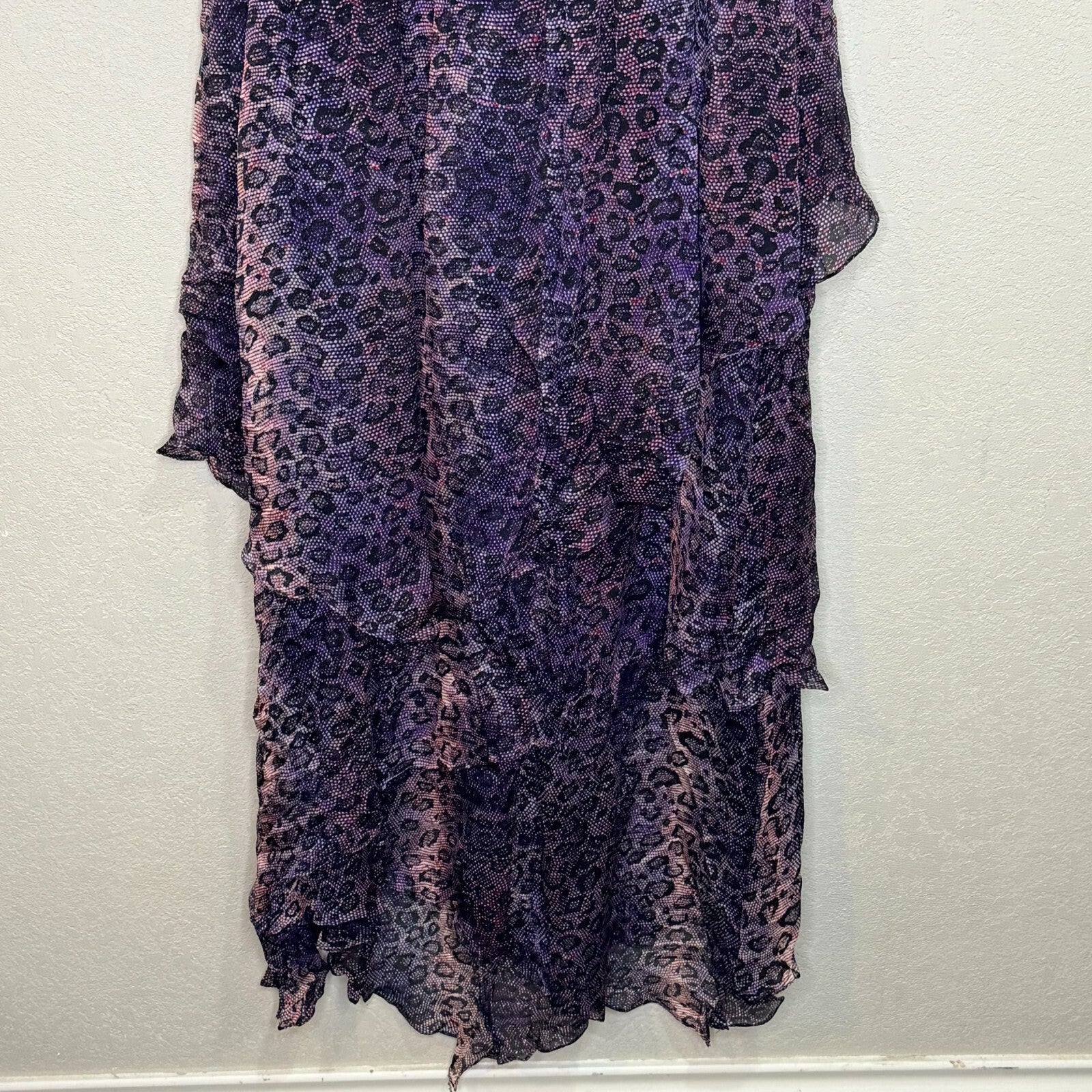 Adam Lippes Dress Size 10 NEW Silk Purple Animal Print Tiered Midi $475