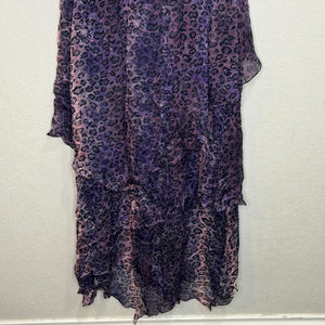 Adam Lippes Dress Size 10 NEW Silk Purple Animal Print Tiered Midi $475