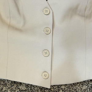 Open Edit Halter Crop Vest Womens Large Beige Button Front Sleeveless Blouse Top