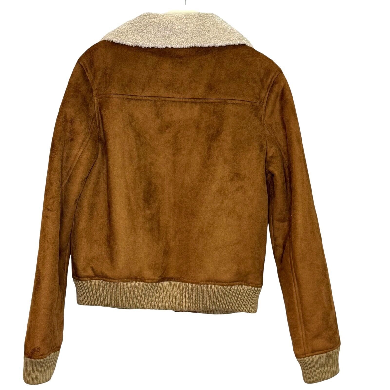 Mother The Patch Pocket Aviator Brown Faux Suede Bomber Jacket Size Small