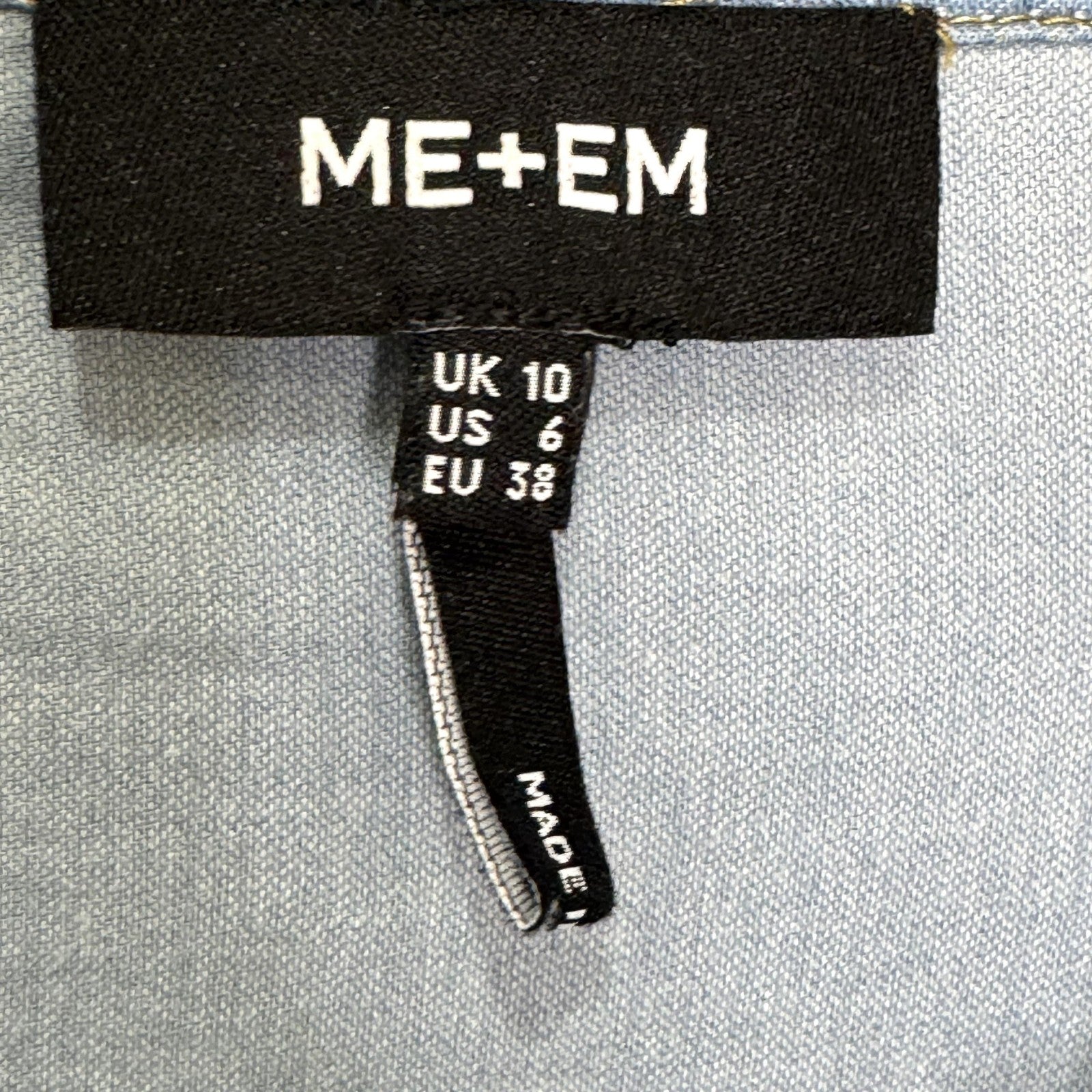 ME+EM Shirt Womens UK 10 US 6 Blue Ruffle Button Cotton Top Blouse SS24WT925