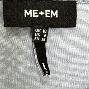 ME+EM Shirt Womens UK 10 US 6 Blue Ruffle Button Cotton Top Blouse SS24WT925
