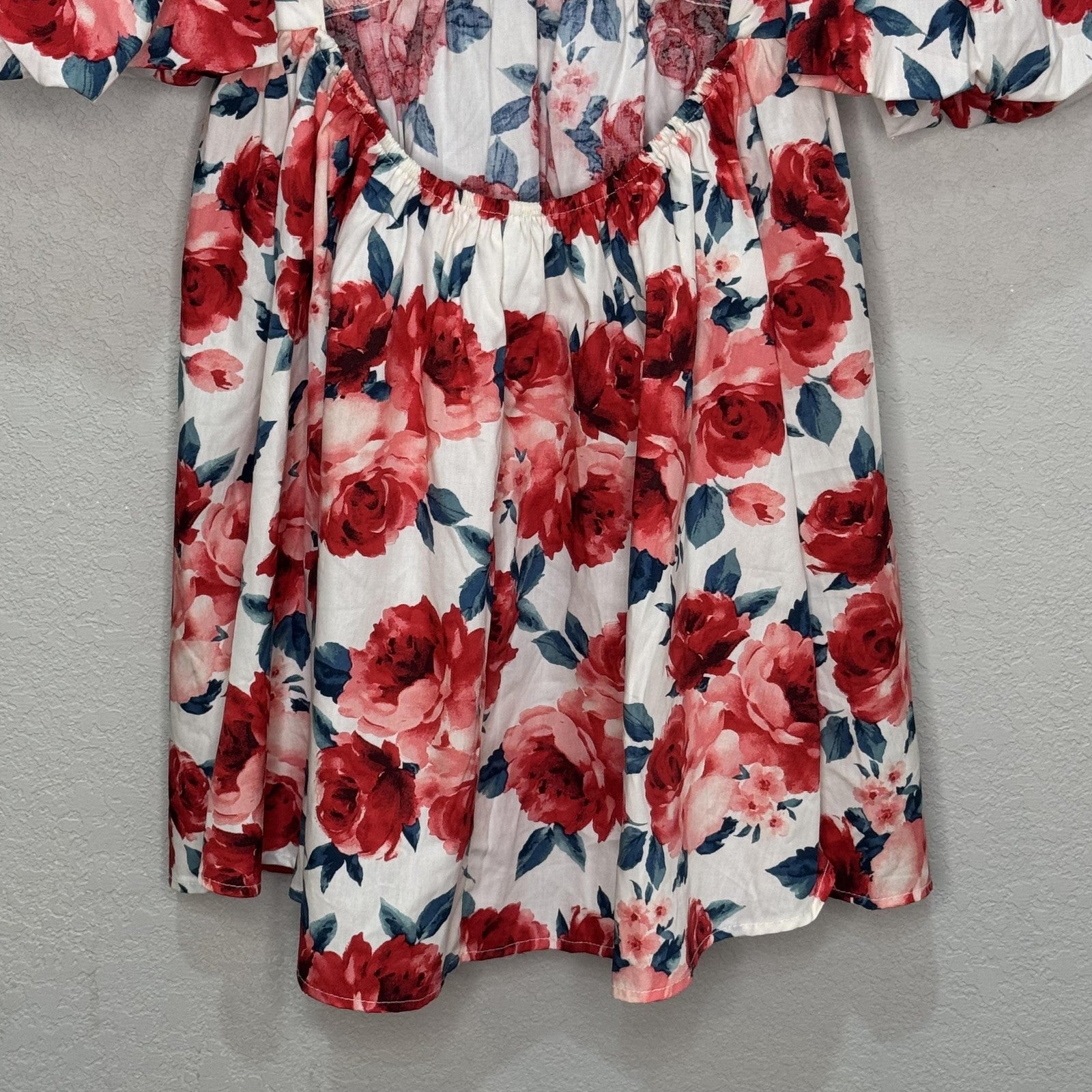 Altar'd State Dress Cyndella Small Puff Sleeve Cutout Mini Boho Floral Roses