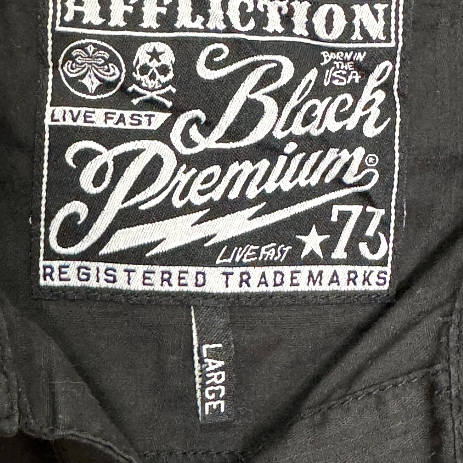 Affliction Premium Womens Shirt Size Large Button Up Black Lace Cross