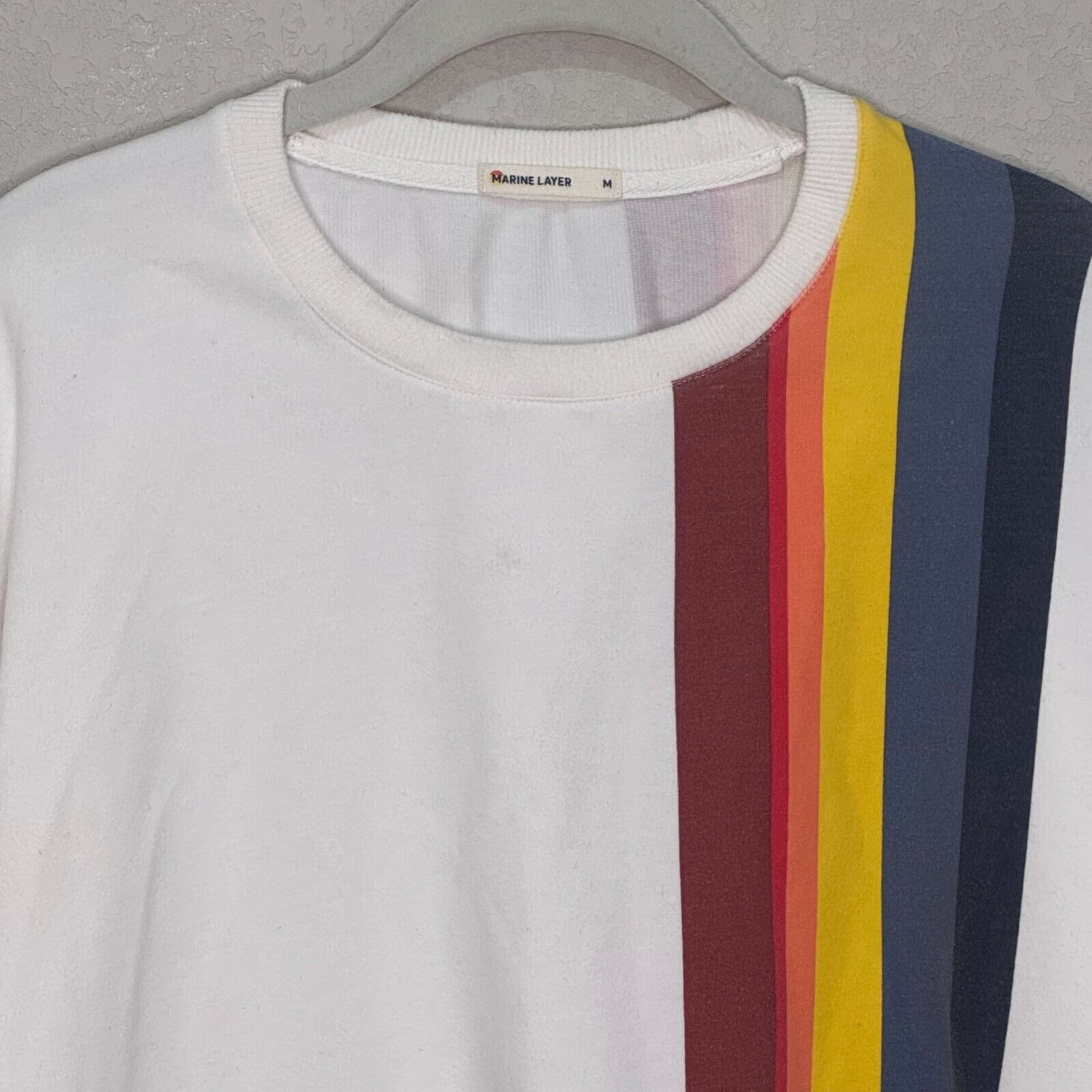 Marine Layer Sweatshirt Top Size Medium Crop Rainbow Multi Stripe Tate