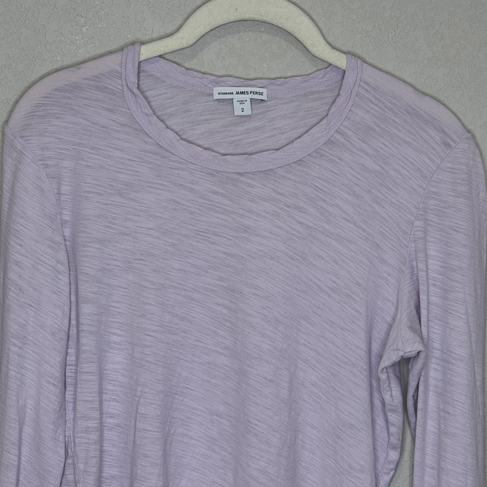 James Perse Long Sleeve Shirt Womens Medium Lilac Supima Cotton Slub Made USA