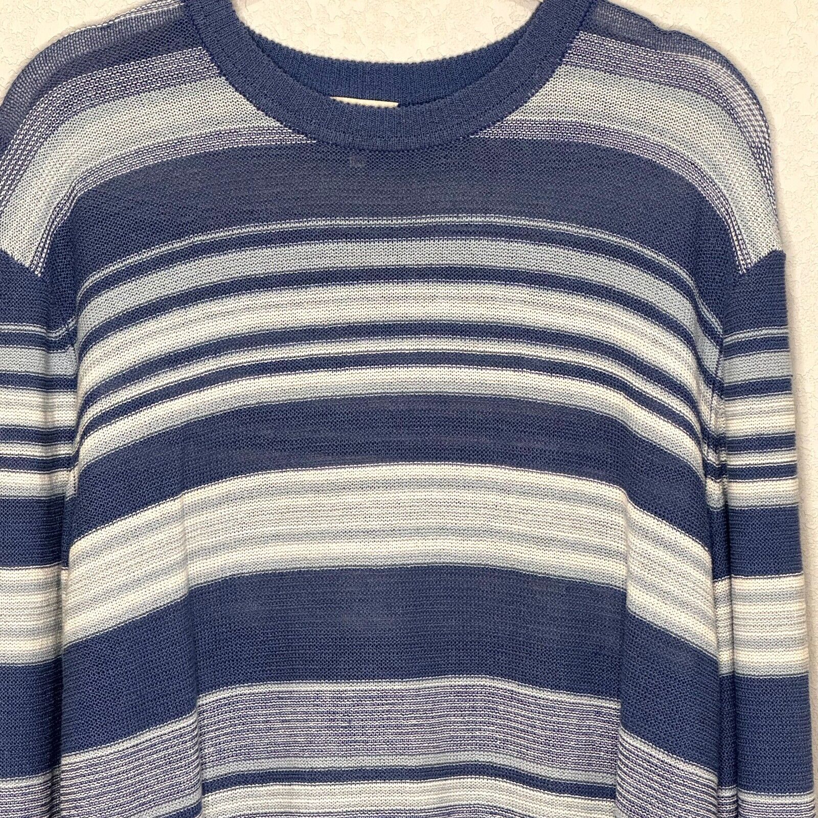 Faherty Beach Stripe Linen Sweater In Azure Stripe Mens Size Medium $198