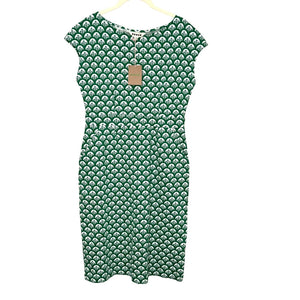 Boden Florrie Floral Jersey Dress Size US 8 L Green Tambourine Foliage Geo NEW