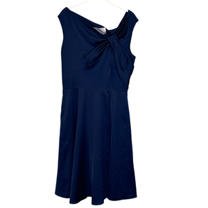 Gal Meets Glam Noelle Twist Navy Blue Asymmetrical Neckline Dress Size 6