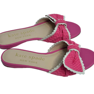 Kate Spade Pink Tango Crochet Slides Sandals Size 7.5