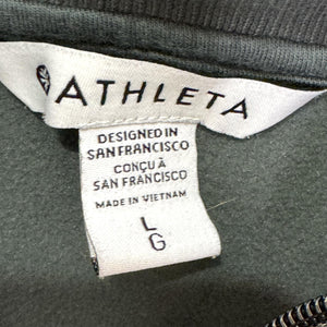 Athleta Pullover Large Green Triumph Half Zip Mock Neck Mixed Media Bungee Hem