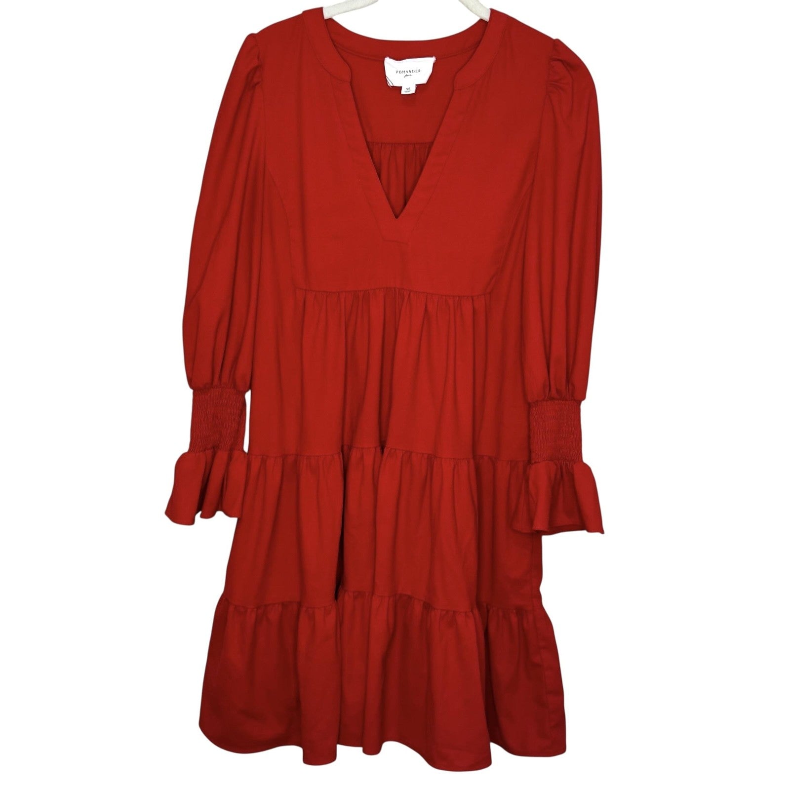 Tuckernuck Pomander Place Dress Womens XS V Neck Long Sleeve Tiered Ruffle Boho