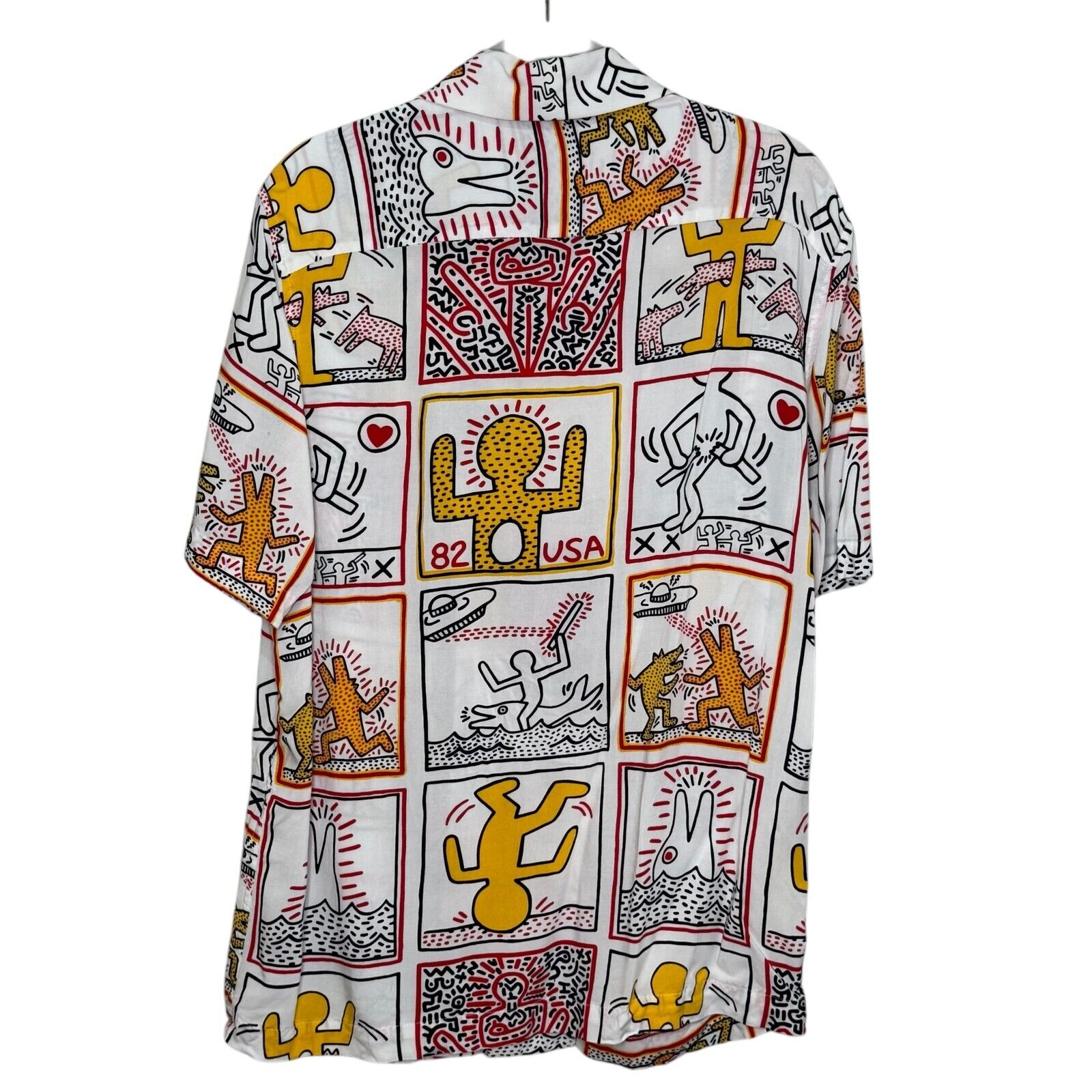 Keith Haring x H&M Shirt Size Small One Man Show 80s Artwork Short Sleeve Camp