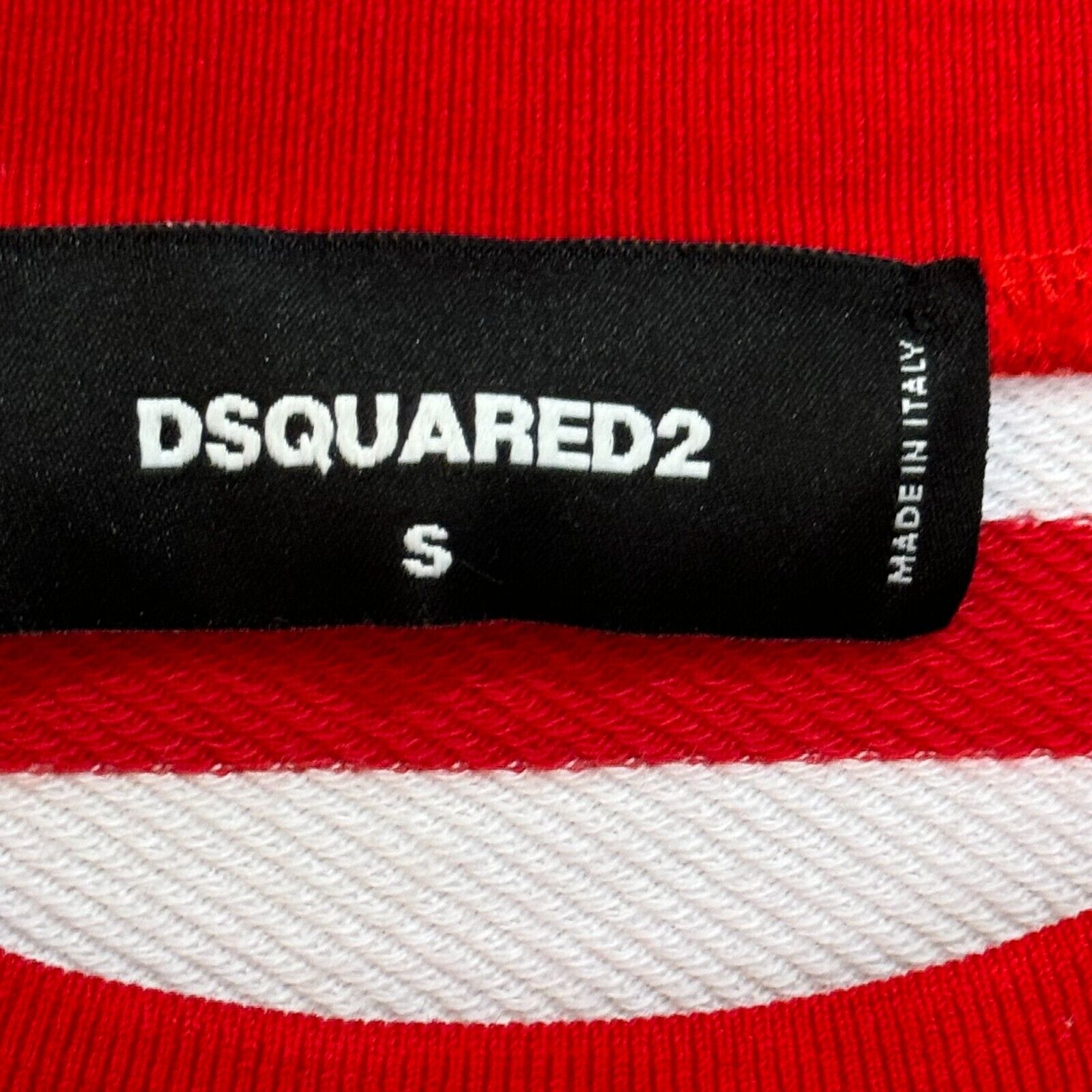 Dsquared2 Red White Striped Crew Neck Asymmetric Awning Sweatshirt Size Small