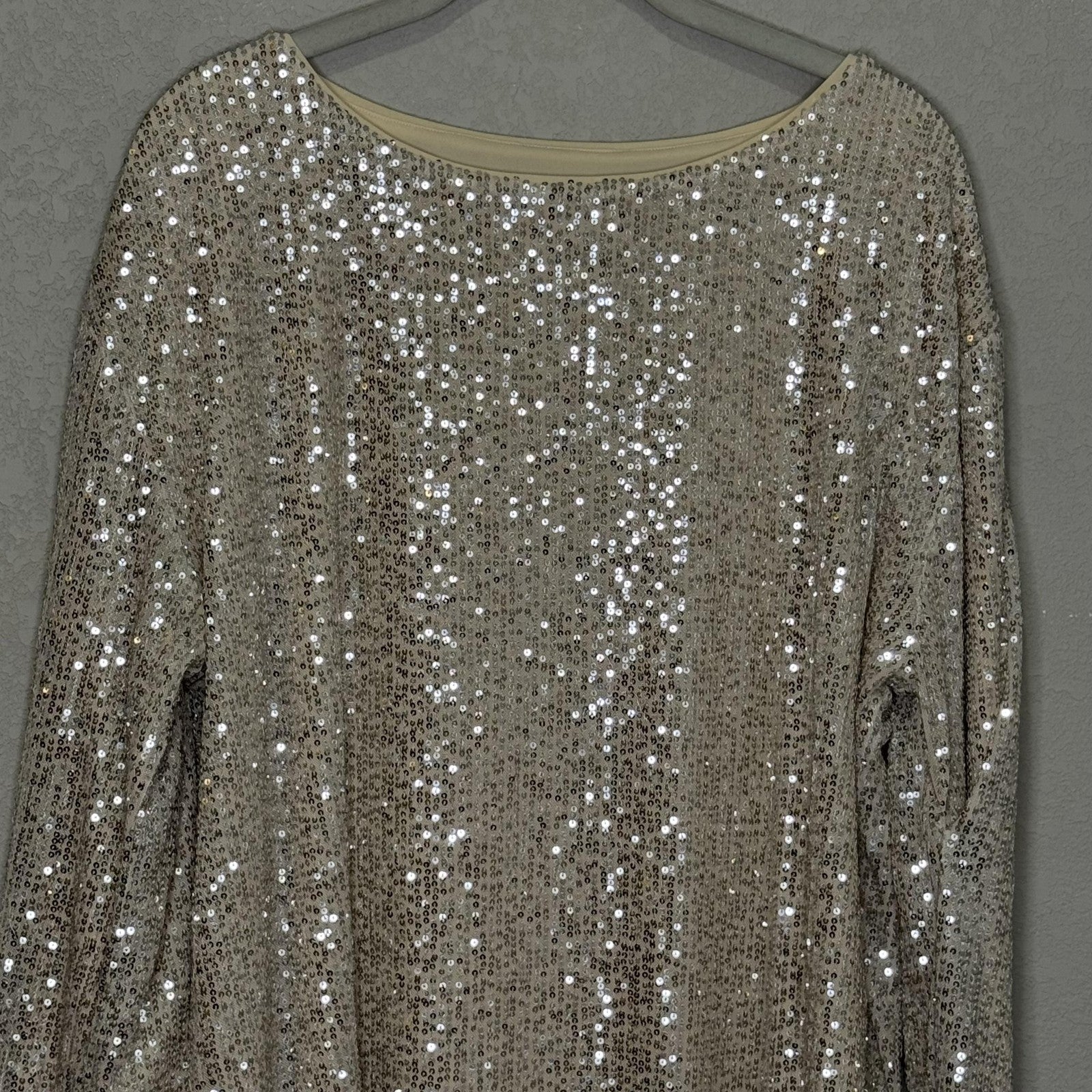 Lovers and Friends Dress Medium Coco Tunic Gold Sequin Long Sleeve Mini Party
