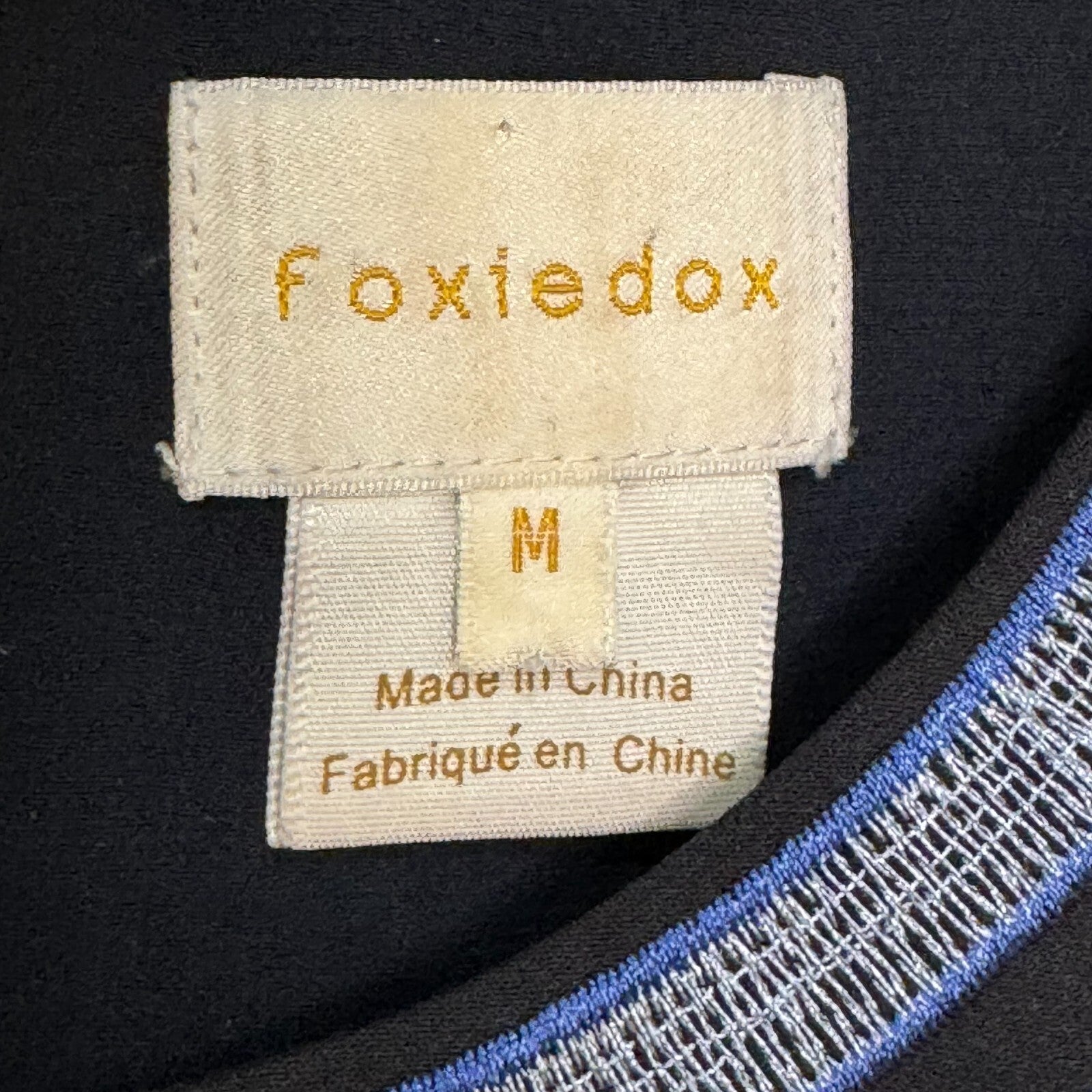 Foxidox Dress Size Medium Senna Embroidered Navy Blue Fit & Flare