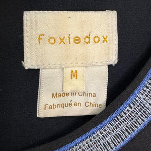 Foxidox Dress Size Medium Senna Embroidered Navy Blue Fit & Flare