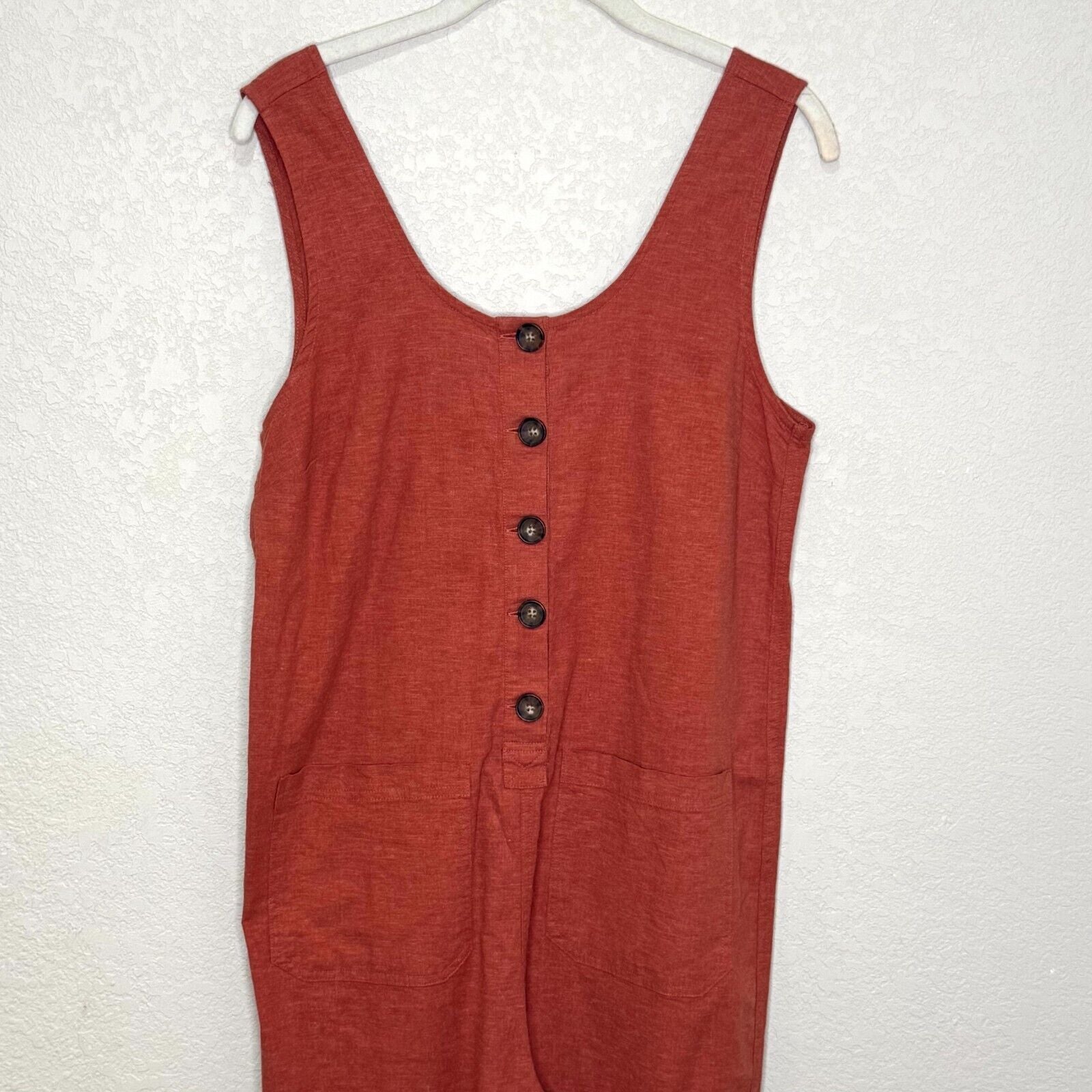 Marine Layer Sydney Beach Hemp Blend Jumpsuit Size Small Orange Rust $128