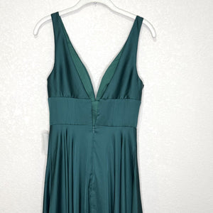Ladivine Dress Womens 4 Emerald Green 7469 Formal Gown Deep V Maxi Evening