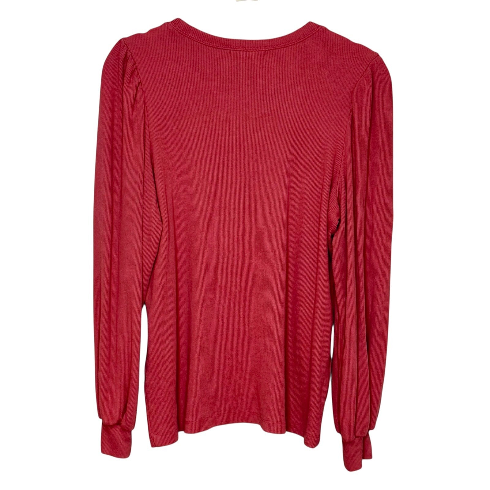 Marine Layer Top Size Medium Lexi Barn Red Ribbed Puff Sleeve