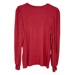 Marine Layer Top Size Medium Lexi Barn Red Ribbed Puff Sleeve