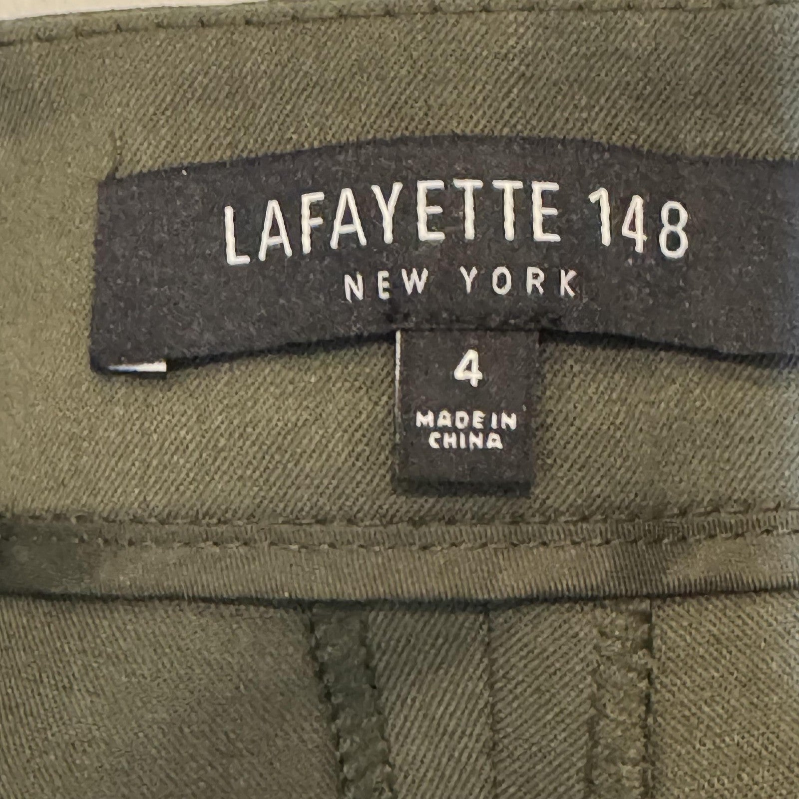Lafayette 148 New York Pants Womens 4 Olive Green Virgin Wool Stretch Tailored