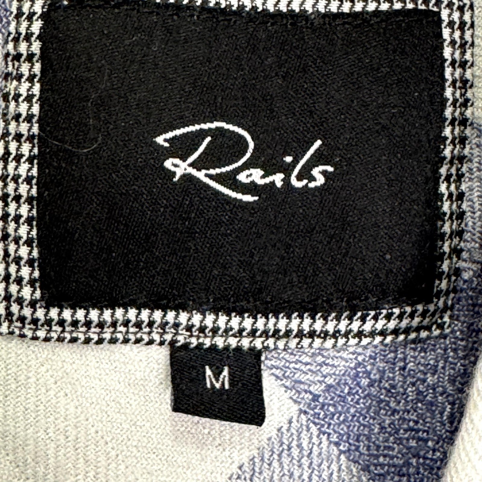 Rails Shirt Womens Medium Blue White Buffalo Plaid Button Up Long Sleeve Rayon