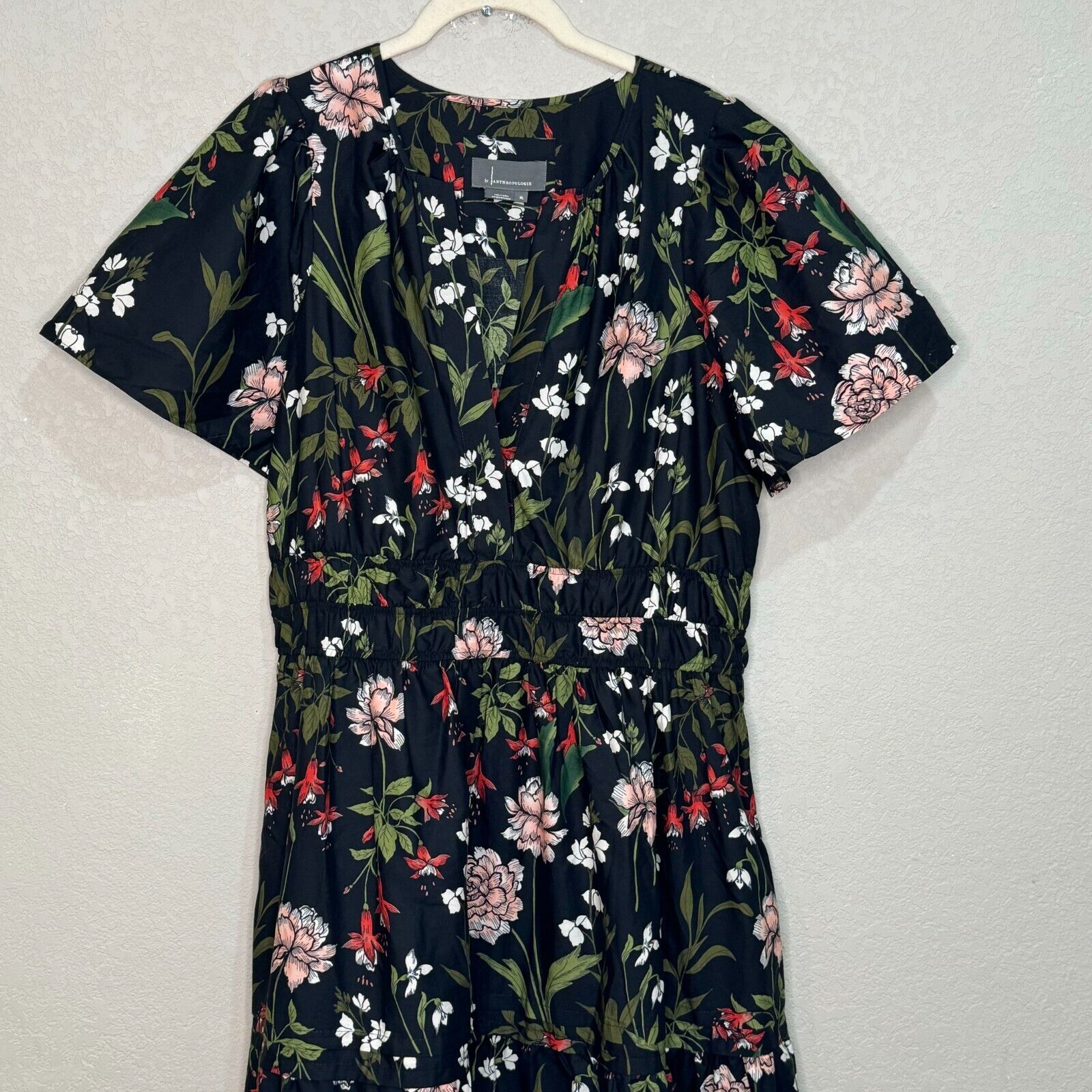 Anthropologie Black Floral Somerset Dress Size XL